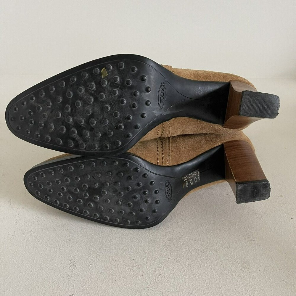 Tod's Suede Boot Bootie Buckle Womens Size 8 N Camel EUC - Picture 10 of 14